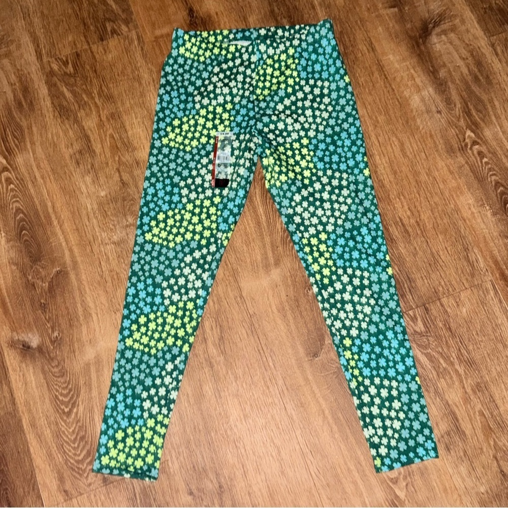 No Boundaries St Patrick’s Day Shamrock Leggings Juniors M 7-9 Green LOT Of 2 - Picture 5 of 15